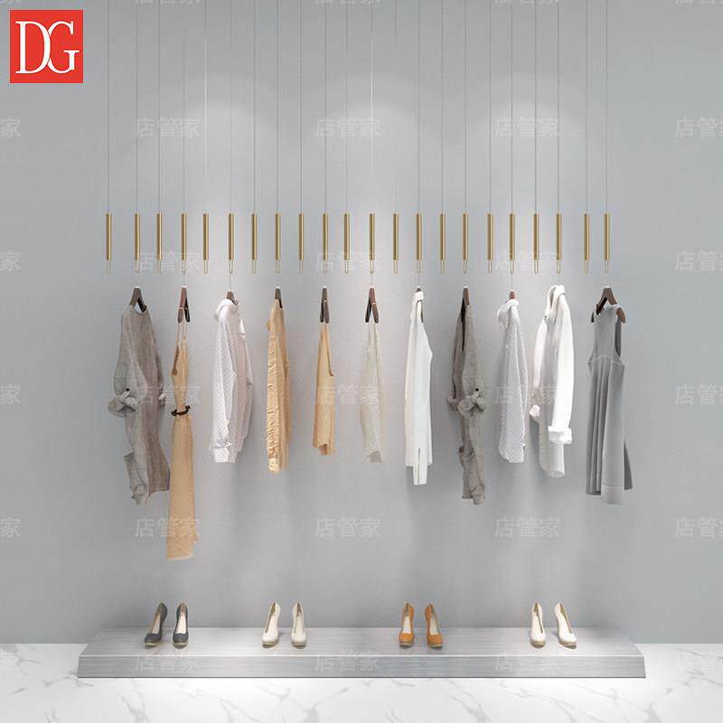 服装店钢丝吊环挂衣服货架吊挂店铺用品展示架不锈钢吊牌悬挂衣架