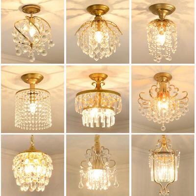 美式入HUA-D28餐水晶厅过道灯走玄关现代简约吊灯楼梯户进门小吸