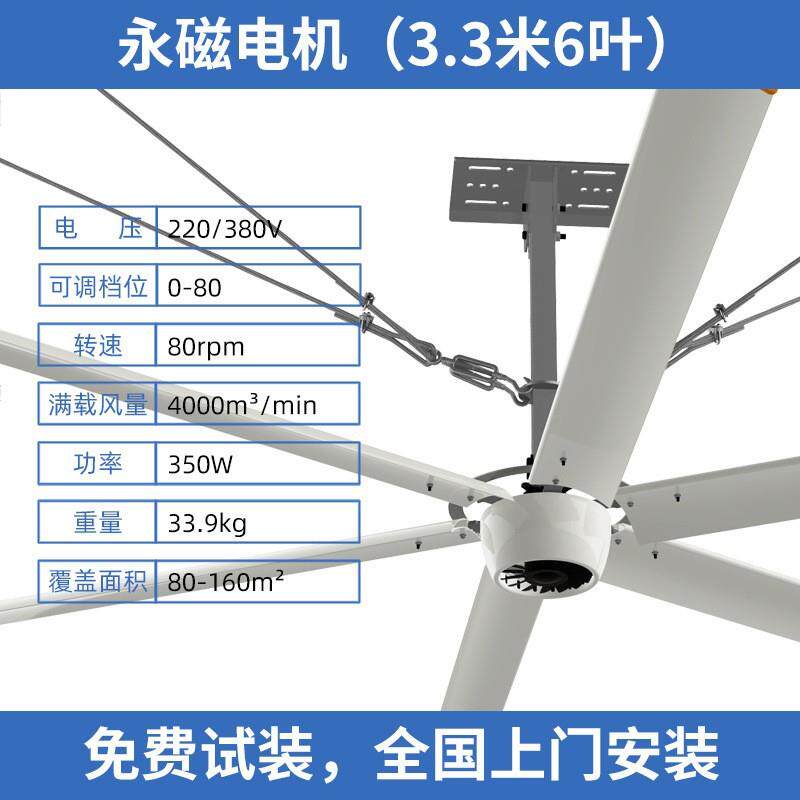 爱RQR朴 永磁同步工 业风扇 1.2W 吊6m 仓储物流风扇工业大K扇变