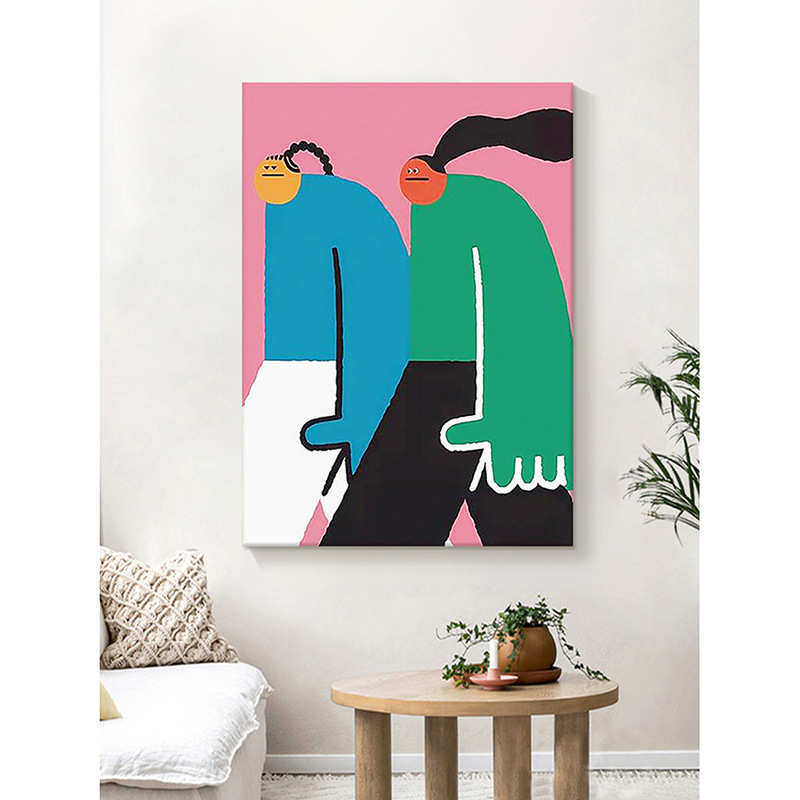 卡通趣味客厅玄关装饰画沙发背景墙抽象人物小众艺术卧室床头挂画,家居饰品,现代装饰画,淘宝优惠券,粉丝福利购,淘宝优惠卷