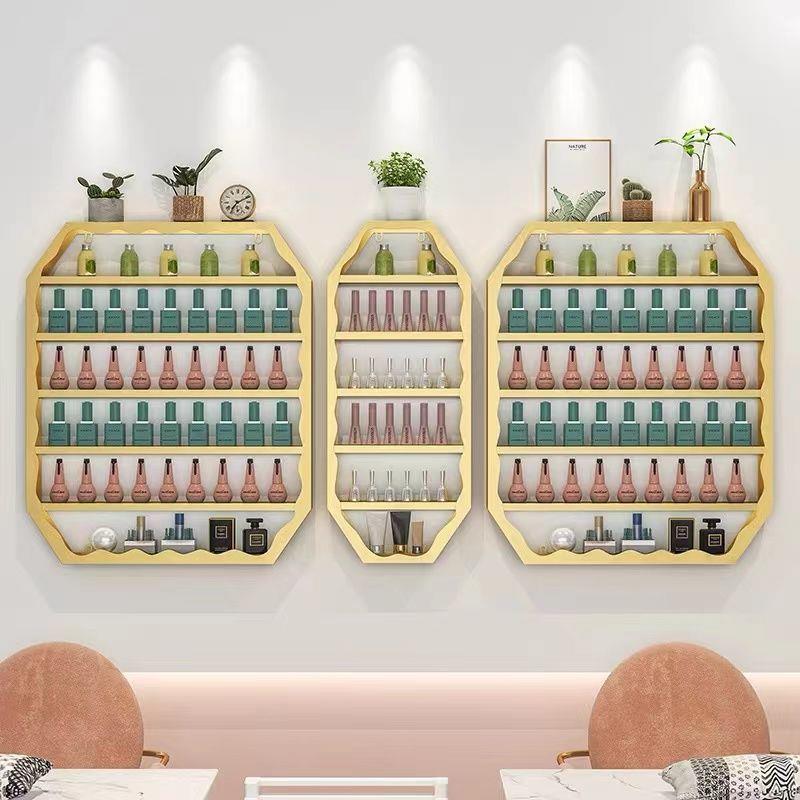 美甲店墙面置物架甲油胶墙上美甲展示架铁艺