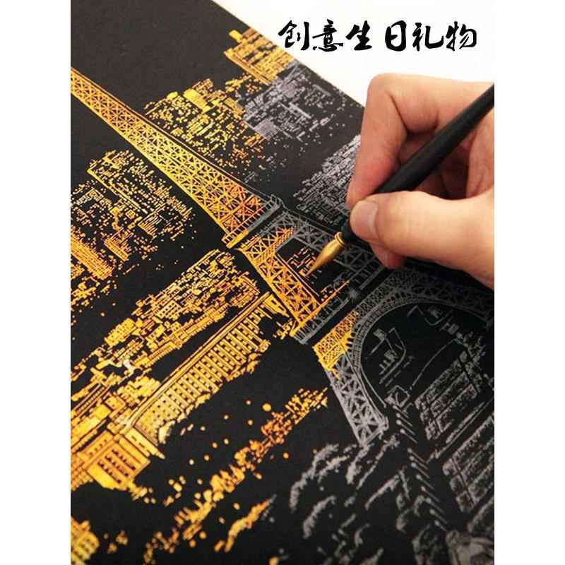 炫彩梦幻城堡刮画生日礼物送闺蜜的玩具新款创意手工diy解压砂画8