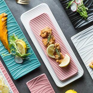 Nordic ceramic dessert tray creative dish sushi long plate