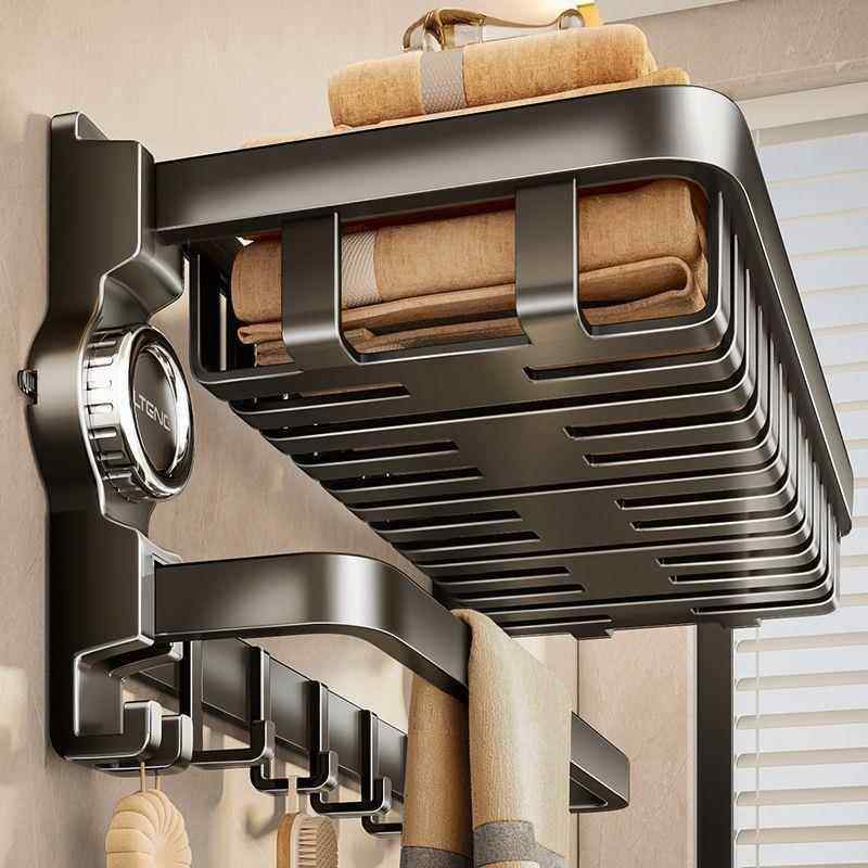 吸盘毛ALM巾架卫间生挂免打家用浴室置物架多功孔能一体收纳架