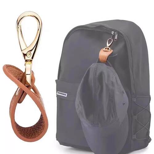 Outdoor Travel Hat Clip Hook Scarf Buckle PU Leather Handbag