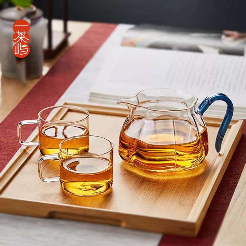 新羽手工六合凤玉公杯公道杯玻璃淡然茶海大蛋盅耐热茶漏分茶器