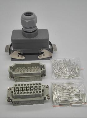 32芯重载连接器矩形工业防水航空插头热流道模具插头HDC-HEE-032