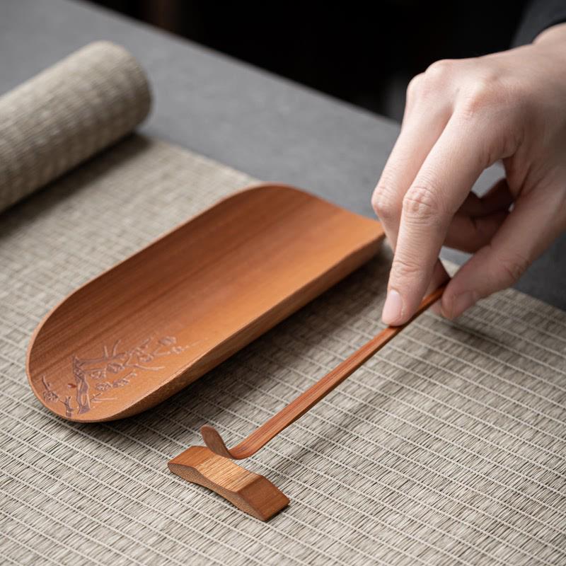 茶竹制托茶巾勺则功夫三件套装茶席垫配件荷茶茶道茶赏新品茶茶具