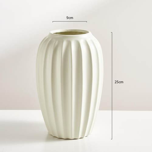 高档陶瑰瓷花瓶摆件客玫厅插鲜花级感网高红复古美式白色干花陶罐