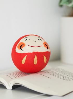 正品日本不进口龙虎堂手作和可爱猫咪达摩倒翁摆摆件创意车载件纸