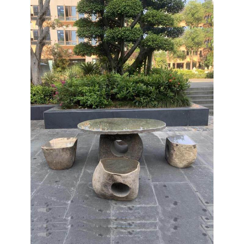 家用户外一套石头桌椅室外田园天然青石石桌石凳庭院花园花岗岩子