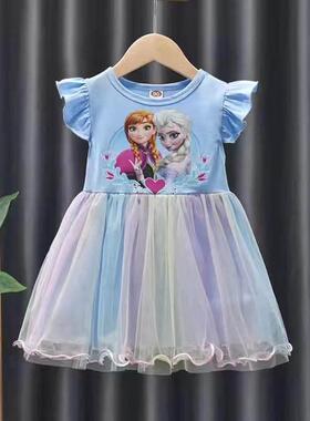 Kid Girls Dress Frozen Anna Elsa Olaf Princess Dresses Summe