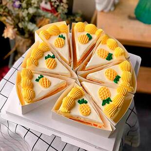 三角慕斯盒一次性加厚带盖透明6/8寸千层蛋糕切块西点包装纸盒子A