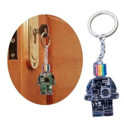 Electronic Robot Shaped Keychain Rainbow Color Key Chain