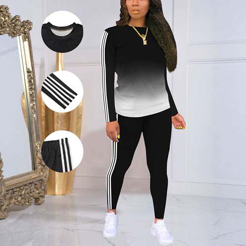 Women's Spring & Fall Ombre Gradient Long Sleeve Matching