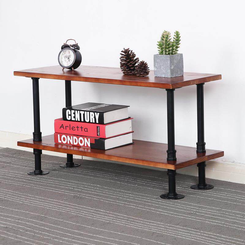 落地实木层板架桌上打印机置物架客厅家用创意美式水管壁挂收纳