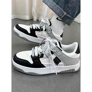 春季休闲防滑板鞋男款美式男士百搭黑色鞋子新款透气休闲鞋运动鞋