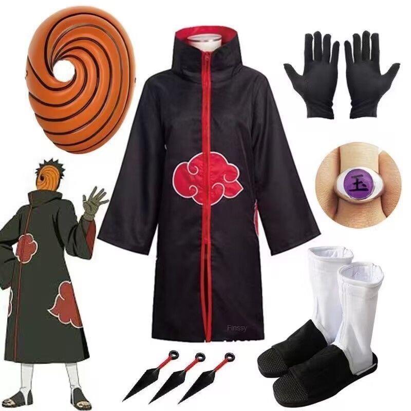 火影忍者宇智波带土阿飞晓组织衣服cos外套螺纹面具玉戒全套服装