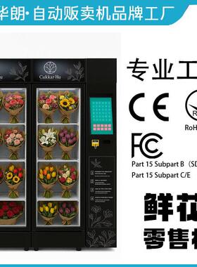 带冷藏展示的智能鲜花自动售货机 用于新鲜花束自助零售