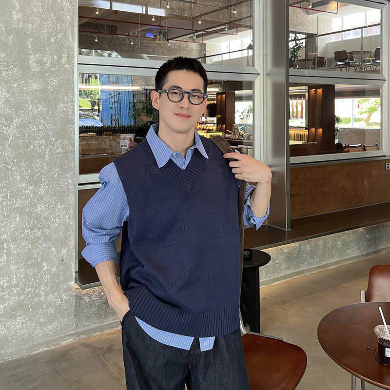 Nick Tian 毛衣马甲打底衫针织背心男秋季新款韩版简约宽松休闲