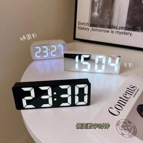Mirror Digital Alarm Clock Table CSnooze Night LED Clocks