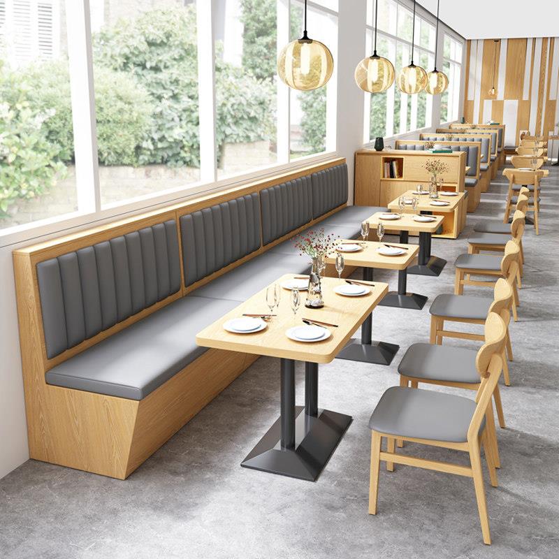 餐饮卡座沙发茶餐厅面馆小吃快餐奶茶汉堡店板式靠墙沙发桌椅组合