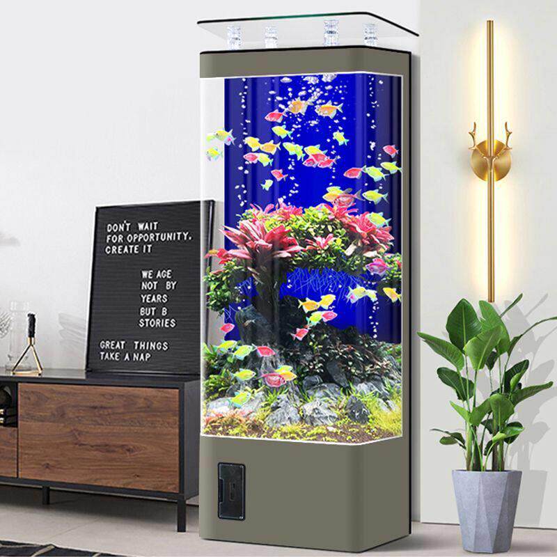 鱼缸客厅新型家用小型轻型豪华电视柜,靠近地板的垂直免换水生态