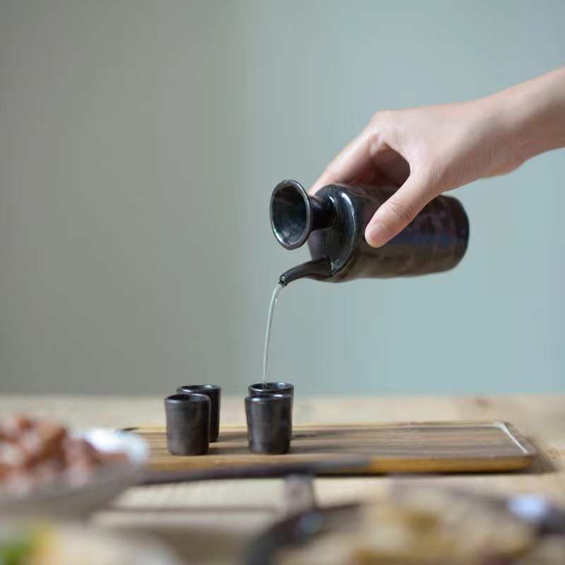 手拙小酌粗套装创意分 一壶礼品酒器四杯白酒酒具微醺日式 陶酒具