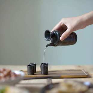 手拙粗陶酒具套装 日式一壶四杯小酌微醺酒器 白酒分酒具创意礼品