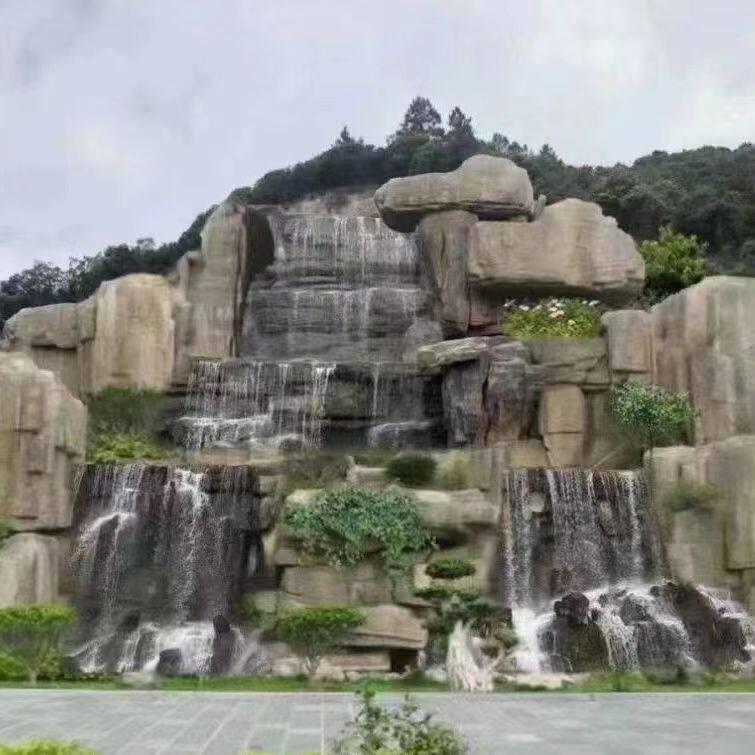 大假型山外流水喷泉景观室外庭院水池假山池造景户假山鱼雕塑