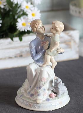 百木家欧式法式覆古高温手绘陶瓷贴心母婴人物瓷娃娃家居装饰摆件
