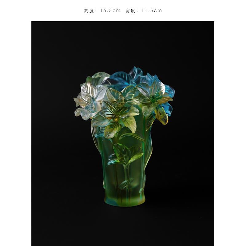 高档若奈家居 Leali艺*umini浮雕琉璃水晶花瓶摆百合花烛台笔筒术图片