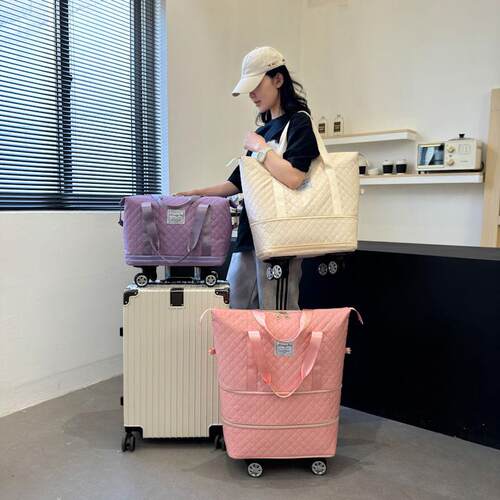 旅行包超大待产收纳干湿轻便短途分离健身包绣线行李袋滑轮飞机包