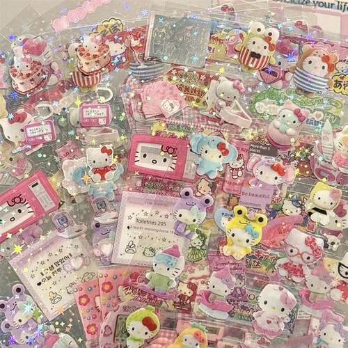 5张Hello Kitty Rilakkuma卡通模切贴纸可爱