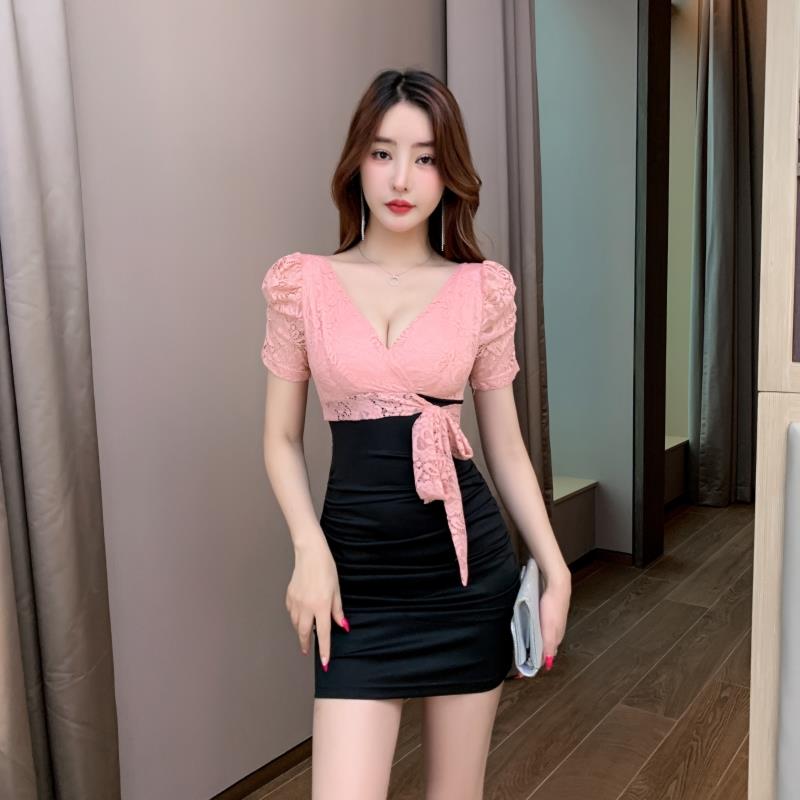 高档肚夜店工女装足技浴足疗师工作服性感桑拿小姐连衣裙遮显瘦按