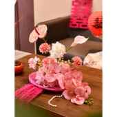 结婚茶几落地花艺订婚布置装 饰玫红色花摆件婚房床头桌面花排