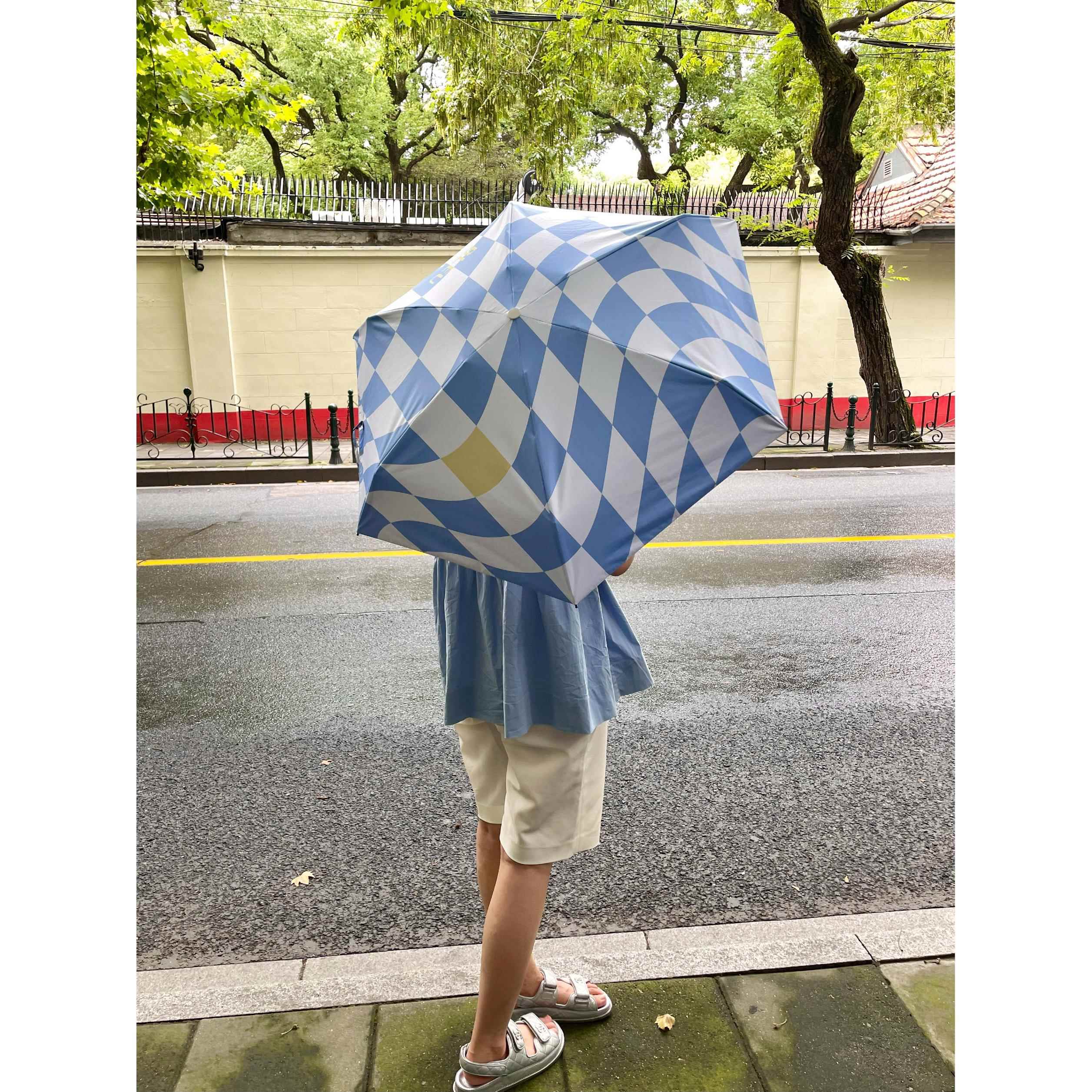 BLeE迷晴U t RBR000142OSE原创棋盘格夏季防晒雨伞银胶五折你伞
