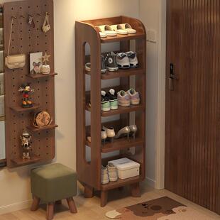 全实木鞋架窄款立式入户门口简易鞋柜小户型玄关家用多层置物架子