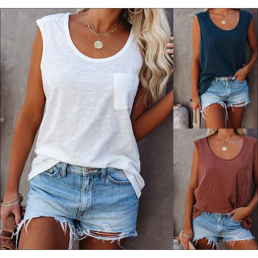 Women's Collar Patches Pockets Solid Color Hem Women's Vest