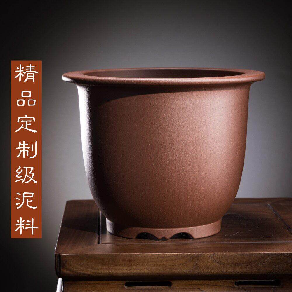 重磅推荐泥料优秀高档精品带底座宜兴原矿紫砂蕙兰春剑金钟兰花盆