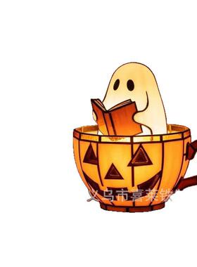 跨境新品Ghost Reading Book Lamp万圣节鬼读书灯树脂灯摆件