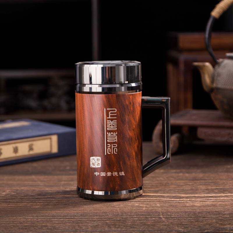 景德镇高档陶瓷保温杯带手柄大容量茶杯便携办公泡茶车载男礼盒装