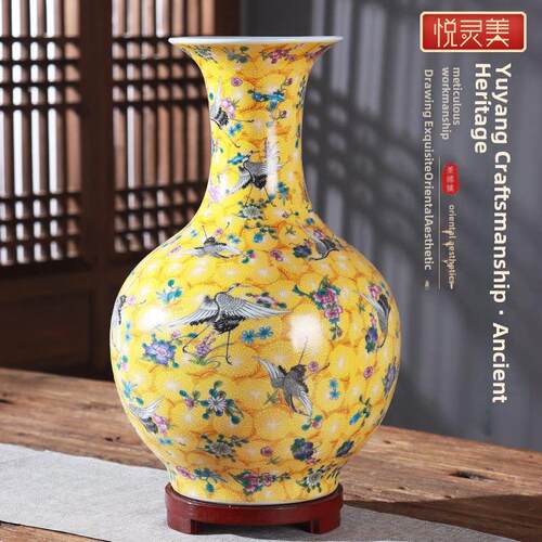 新中式家居陶瓷花瓶景德镇瓷器工艺装饰品客厅博古架玄关台面摆件