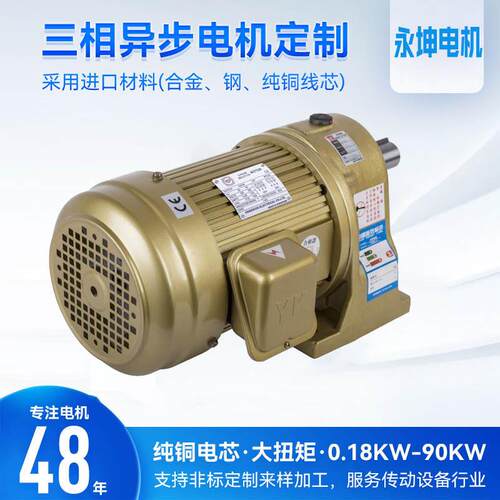 深圳永坤齿轮减速机电机ch22-200-50S，200w电机卧式安装22轴径