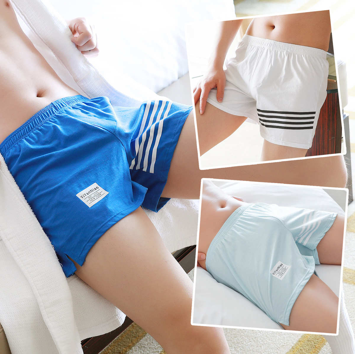 阿罗裤男士内裤平角纯棉透气大码青年家居宽松可外穿四角运动速干