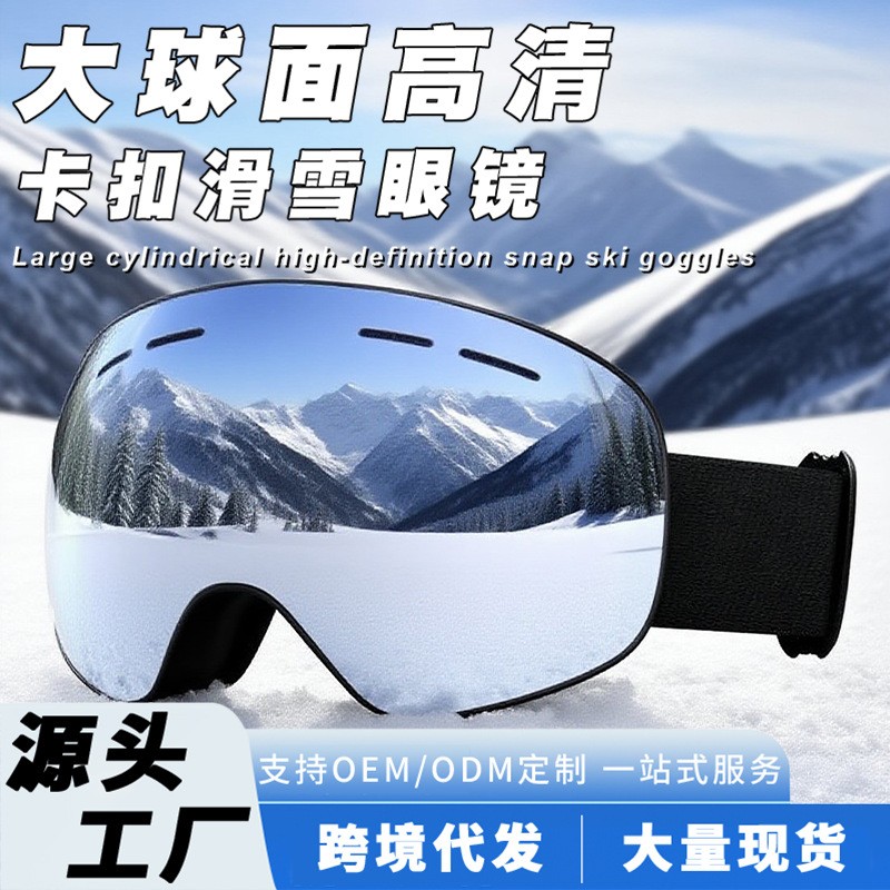 跨境双层防雾滑雪镜防风沙滑雪眼镜可卡近视眼镜男女护目镜装备