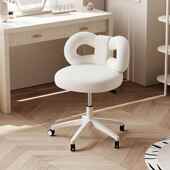 移动升降转蝴蝶梳结化妆椅卧室可妆台椅子旋网红女生奶A179 白油