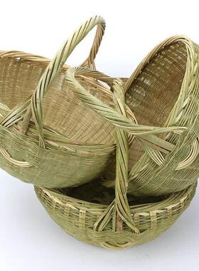 农家人手工编织手提菜篮 竹篮子鸡蛋篮 水果篮 收纳竹筐绿色环保