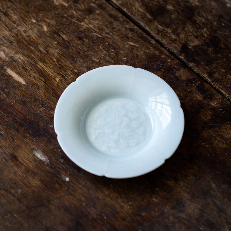 影青紫砂壶承青瓷圆形干泡台茶壶底座点心茶点盘陶瓷茶盘果盘供盘