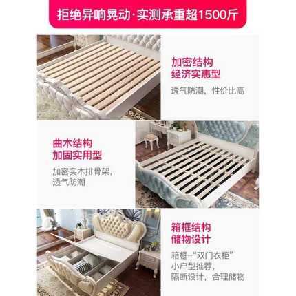 欧式床主卧高端大气双人床现代简约卧室实木婚床1.8奢华公主大床